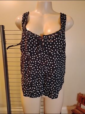 Free‎ People Black and White Polka Dot Sleeveless Camisole Size Large